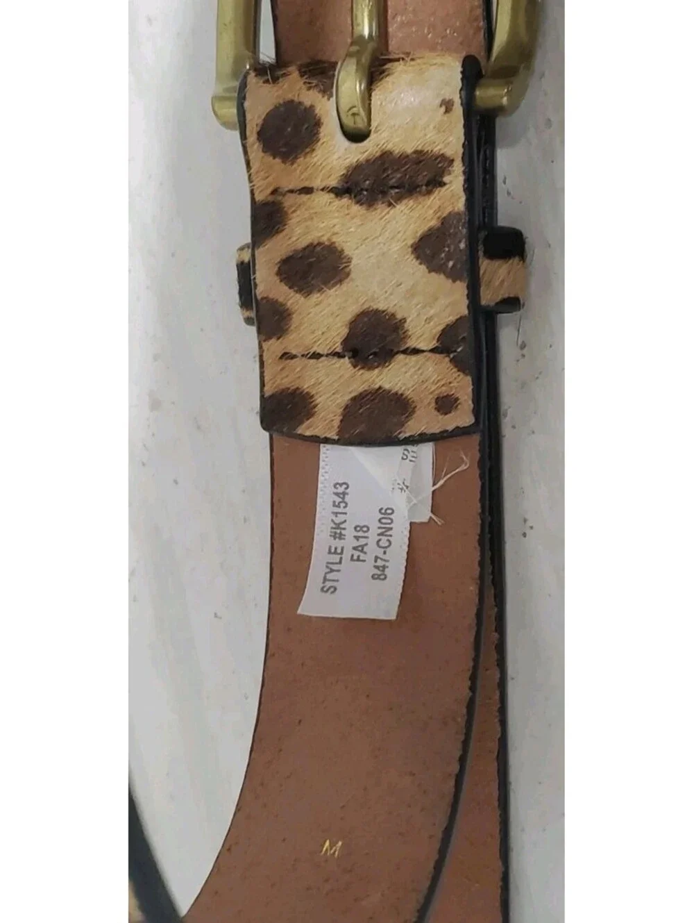 J Crew Leopard Hair Print Belt Brown Animal Print Leather Medium 41